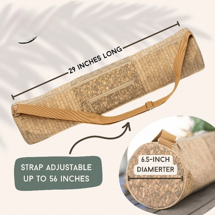 Eco 2023 Cork with Satin Lining Pockets Zipper Yoga Mat Bag Carrier