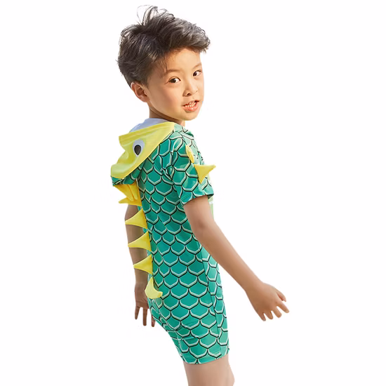 2020 детский купальный костюм с капюшоном и динозавром для маленьких мальчиков, купальный костюм с короткими рукавами для бассейна и пляжа, модный купальный костюм для младенцев и малышей